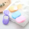 Flocons de savon Portable Soins de santé Flocons de savon pour les mains Papier Savons propres Savon jetable Tablette Boîte Fournitures de voyage à domicile Environ 7 * 5 * 1,8 cm BT140