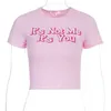 Camiseta para mujer Lvinmw Pink Casual Cotton letra letra impresa O cuello Top 2021 Sexy flaco de manga corta camiseta femenina Streetwear Club Tops SPR