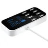 Caricabatteria per auto USB a 8 porte QC3.0 Caricabatteria per telefono a ricarica rapida 40W 2.4A Presa multi USB con display a LED per Android Samsung