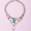 Neue Mode Persönlichkeit Colorflu Pin Halskette Schlüsselbein Kette Mehrschichtige Frauen Runde Perle Lock Anhänger Halskette 7229130