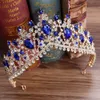 KMVEXO Baroque Rose Gold Pink Crystal Bridal Tiaras Crowns Rhinestone Diadem for Royal Bride Headbands Wedding Hair Accessories Y200807