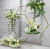 屋外の芝生の結婚式の背景鉄のアクリルフレーム幾何学的なアーチtステージ装飾の小道具結婚式の花棚パーティーテーブルの中心ピースケーキスタンド