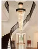 الثريات الكريستالية الأوروبية الذهب الأسود أضواء الثريا الحديثة لاعبي LED American American Long Stair Crystal Hanging Lamps DIA40cm-100cm