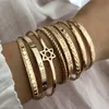 Brand Fashion Jewelry 18k Gold Stackable Bangle Bracelet Open Cuff Women Bracelets Trendy Simple Davidstar Bangles 2pcs/set