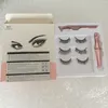 Hoge kwaliteit 3 ​​paren magnetische wimpers valse wimpers + vloeibare eyeliner + tweeteen oog make-up set 3D-magneet natuurlijke herbruikbare no lijm nodig.