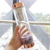 10ピースナチュラルクリスタルヒーリングgemエリキサイルウォーターボトル宝石ガラス療法石茶フィルターボトルインフューザーエネルギーカップ