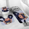 Utskrift flicka vattentät duschgardin polyester tyg gardiner set non glid mattor matta för badrum toalett flanell bad mat2418453632