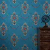 アメリカの素朴なヴィンテージの花の壁紙レトロな青い緑の壁紙ロールベッドルームの装飾の壁紙の非編まれた壁紙
