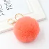 Real Rabbit Fur Ball Keychain Fur Ball Lovely Gold Metal Key Chains Ball Pom Poms Plush Keychain Car Keyring Bag Earrings Accessories