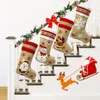 Canvas Christmas Stocking Presentväskor Kanfasjul Xmas Ström Storlek Santa Snowflake Deer Plain Burlap Decorative Socks Bag