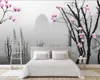 3D väggmålning Modern Simple Dead Tree Big Tree Pink Flowers Landscape Living Room Bedroom Wallcovering HD Wallpaper288y