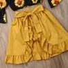 Pudcoco Toddler Baby Girl Clothes Off Shoulder Print Flare Long Sleeve Crop Tops Tutu Short Pants Skirt 3Pcs Outfits Y2008299436306