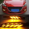 2pcs для Mazda 3 Axela 2017 2018 Светодиодный DRL DRL Daytime Hunlight Light Daylights с желтым потоком сигнала Turn Lamp