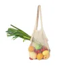 Bolsas de compras de malha de algodão reutilizável Sacos de frutas e vegetais portáteis Bolsa de mão ambientalmente lavada