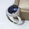 Chouchong Top Vender Novas Jóias Finas 925 Prata Esterlina Corte Oval Azul Safira CZ Diamante Pedras Preciosas Eternidade Birthstone Mulheres Wedd3926166