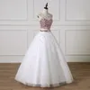 2021 White A-line Vestiodes De Quinceanera Prom Dresses 2 Pieces Major Beading Crystal Keyhole Back Long Homecoming Graduation Dress Party