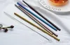 US STOCK~6*215mm 304 Stainless Steel Straw Bent And Straight Reusable Colorful Drinking Straws Metal Cleaner Brush Hotselling Tool FY4139
