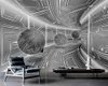 Papel tapiz moderno 3d, minimalista, blanco y negro, túnel geométrico, Fondo de sala de estar, pared, papel tapiz geométrico 3d personalizado