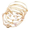 Conjunto de pulseiras multicamadas Arrow, pulseira de cristal, diamante, correntes de ouro, pulseiras femininas, pulseira, punho, moda, joias hip hop