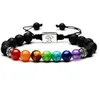 Yoga fait à la main 7 Chakra brins de perles arbre de vie bracelet à breloques pierres de lave perles corde pierre volcanique noire bracelets pour femmes hommes