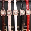 2021 женские часы для женщин кожаный кварцевый наручные часы женские женские моды роскошные алмазные квадратные часы Zegarek Damski