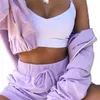 Women Summer 2Pcs Outfits Running Long Sleeve Zipper Top High Waist Sports Suit Casual Autumn Sportswear