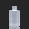 30ml Glass Bottle Flat Shoulder Frosted Clear Amber Glass Round Essential Oil Serum Bottle With Glass Dropper Perfume Bottles sea GGA3637