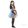 Fashion-Children Girls Colorful Skeleton Skull Cosplay Costume Stage Performance Costumes Hallowmas Masquerade Party Dress Supplies