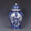 Pot de temple antique Pot de gingembre en porcelaine Ornements Vieux vase en céramique de porcelaine de collection bleu et blanc de Kangxi