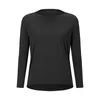 lu-06 yoga sport shirt dubbelzijdig naakte loose fit lange mouwen tops ademend running training gym fitness kleding vrouwen atletische t-shirt