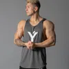 Verão novo Moda de Nova Musculação Academia Impresso Vest Mens solta respirável mangas shirt regata homens Tamanho Grande