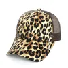 Luipaard Ponytail cap vrouwen mesh back rommelige honkbal hoed vintage verstelbare snapback trucker feest hoeden da882