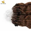 Vague profonde couleur marron # 8 cuticule remyhair cuticule aligné micro bague extensions de cheveux 8-30inch 1g / brin 100trands