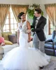 Illusion Bodice Jewel Neckline Mermaid Bröllopsklänning Högkvalitativ Lace Garden Bridal Gown Custom Made Vestios De Novia