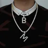 Alphabet Hiphop Rhinestone Tennis Chain Necklace Men Women Silver Color Letter Iced Out Chain Link Pendant Necklace Mens Jewelry8133361