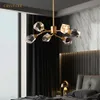 Contemporary Metal Brass Chandelier Lighting LED Nordic Lustre Cristal Pendente Deco Indoor Hanging Lamp for Living Room175m