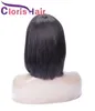 Perucas de cabelo humano sem cola com franja para mulheres negras pré-arrancadas malaio remy reto curto bob peruca pixie corte frontal fechamento de renda 3263374