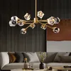 Hedendaagse Metalen Messing Kroonluchter Verlichting LED Nordic Glans Cristal Pendente Deco Indoor Hanglamp voor Woonkamer3009