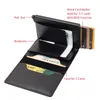 Card Holders 2021 Crazy Horse PU Leather Aluminium Box Automatically Pops Up Holder Men And Women Metal Fashion6762177