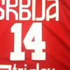 European Sérvia Nikola 14 Jersey de Bestão Bordado Men Bordado ES Camisas de alta qualidade Equipe Esportivo Red Size S-2xl