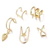 Boucles d'oreilles à Clip en forme de feuille d'étoile, en forme de C, feuilles d'or argentées, anneaux d'oreille pour femmes, manchette d'oreille, bijoux à la mode, cadeau de sable