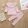 2020 Autumn Baby Clothing for Girls Long Sleeve T-shirt Pants 2PCS Kids Clothes Sets Spring Infant Toddler Outfits 4 Colors 0-3T