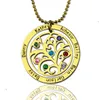 Colar de ouro feminino Nome personalizado Gravado Colares de Pedra Vintage Chain de Jóias Árvore de família de vida Pingente para vovó
