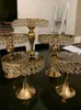 Gold Kristall Kuchen Ständer Set Galvanik Gold Spiegel Gesicht Hochzeit Party Tisch Dekor Candy Bar Tisch Dekorieren Werkzeuge