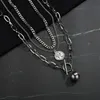 Spark Punk Rvs Ronde Bead Elizabeth Hanger Ketting Multi-Layer Afneembare Ketting Kettingen voor Dames Mannen Party Gift1