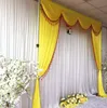 Желтый ледяной шелк 3mx3m с кисточками Swags Drapes Свадьба фон Занавес Вечерина Сцена фон Занавес Свадебная декоркация