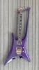 Sällsynt anpassad abstrakt Enterprize Guitar New Roman Abstract Metallic Purple Neck Through Body Electric Guitar Gold Hardware Tremolo 9133164