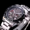 New 20530N Miyota Quartz Chronograph Mens Watch Black Inner Gray Dial Stick Markers Stainless Steel Bracelet Stopwatch SwissTime B54a1