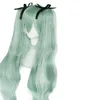 Details over Vocaloid Hatsune Miku dubbele groene paardenstaarten synthetische cosplay pruik voor dames2428