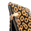 PU Keychain Bracelet Wallet Leather Tassel Pendant Handbag Leopard Sunflower Print Bracelet Ladies Bag Gift